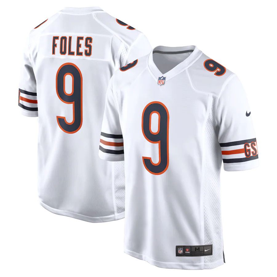 Men Chicago Bears 9 Nick Foles Nike White Game NFL Jersey